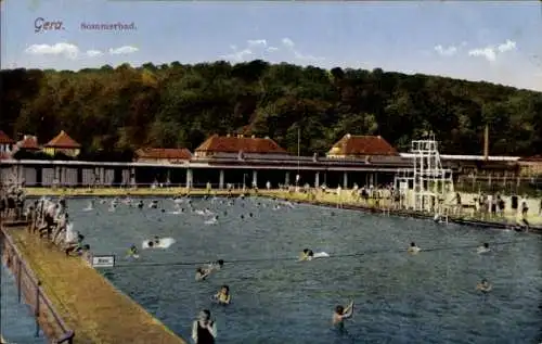 Ak Gera in Thüringen, Sommerbad, Schwimmbecken, Sprungtürme