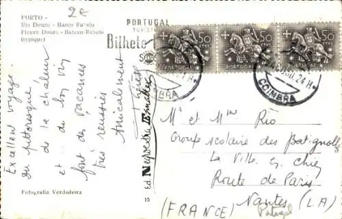 Ak Porto Portugal, Rabelo Boot am Ufer