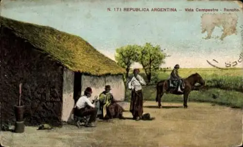 Ak Argentinien, Vida campestra, Rancho