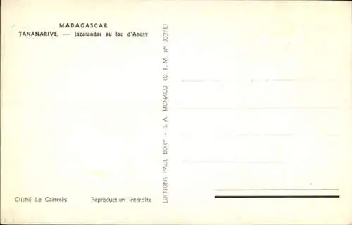 Ak Antananarivo Tananarive Madagaskar, Jacarandas am Lake Anosy