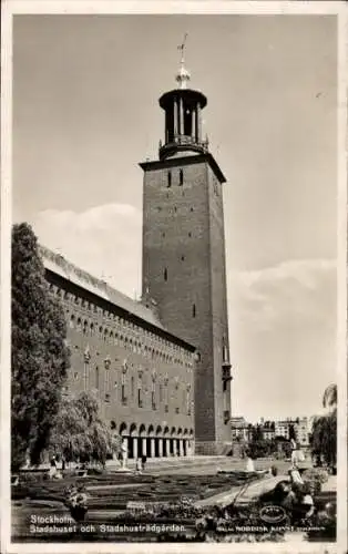 Ak Stockholm Schweden, Stadshuset och Stadshusträdgarden