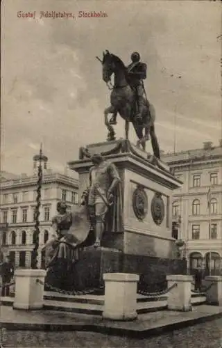 Ak Stockholm Schweden, Gustaf Adolfstatyn