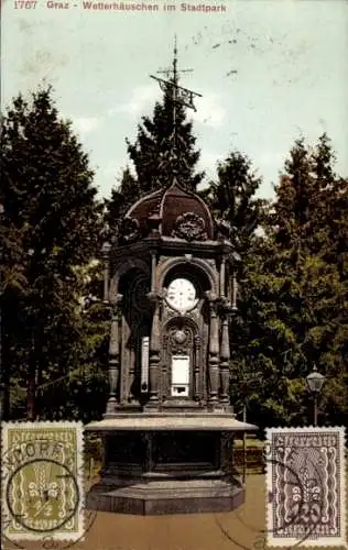 Ak Graz Steiermark, Wetterhäuschen im Stadtpark