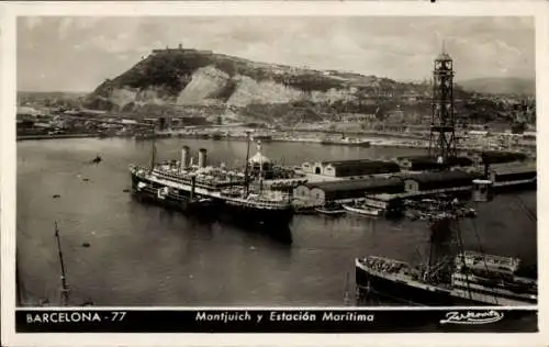 Ak Barcelona Katalonien Spanien, Montjuich und Maritime Station