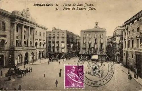 Ak Barcelona Katalonien Spanien, Plaza de San Jaime