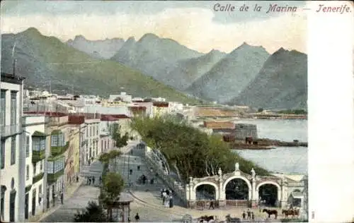 AK Teneriffa Kanarische Inseln, Calle de la Marina, Berglandschaft