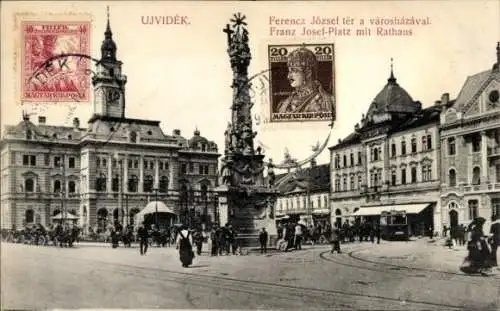 Ak Novi Sad Újvidék Neusatz Serbien, Franz Josef Platz, Rathaus