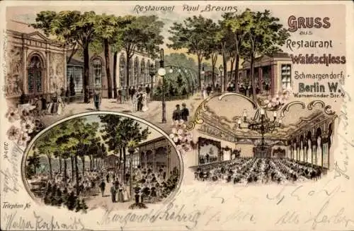 Litho Berlin Charlottenburg, Restaurant Waldschloss, Warnemünder Straße 4