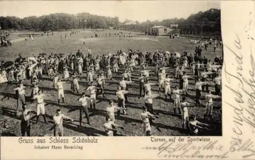 Ak Berlin Pankow Niederschönhausen Schönholz, Schloss Schönholz, Turnen, Sportwiese