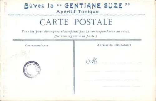 Ak Soldats Francais, Buvez la Gentiane Suze, Aperitif Tonique