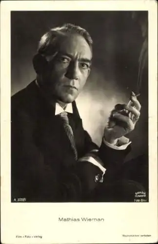 Ak Schauspieler Mathias Wieman, Portrait, Zigarette, Film Foto Verlag A 3723/1