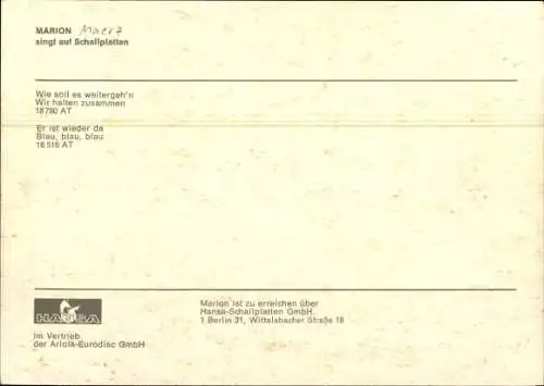 Ak Sängerin Marion Maerz, Portrait, Autogramm