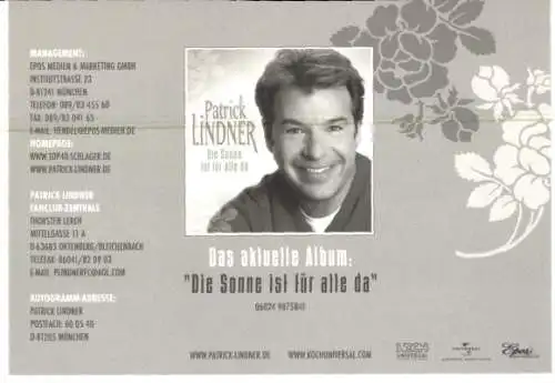 Ak Sänger Patrick Lindner, Portrait, Autogramm
