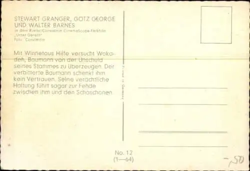 Ak Filmszene aus Unter Geiern, Schauspieler Stewart Granger, Götz George, Walter Barnes