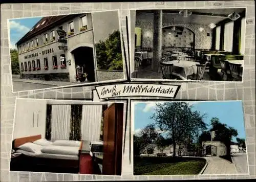 Ak Mellrichstadt im Kreis Rhön Grabfeld Unterfranken, Gasthaus Riedel, Straßenpartie