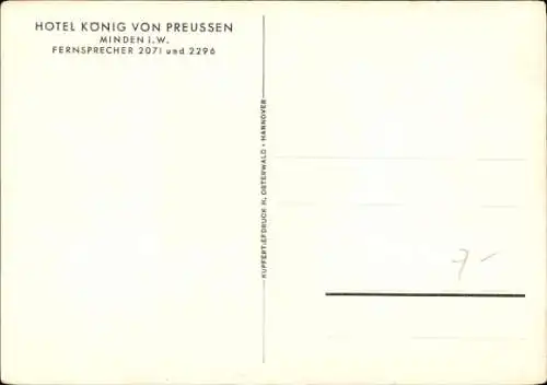 Ak Minden in Westfalen, Hotel König von Preußen, Hotelhalle