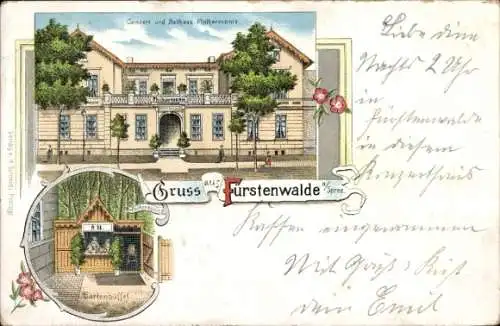 Litho Ak Fürstenwalde, Konzert- und Ballhaus, Philharmonie, Gartenbüffet