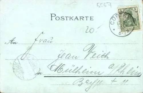 Mondschein Litho Cürten Kürten, Ahlenbacher Mühle, Postamt, Gasthof zur Post