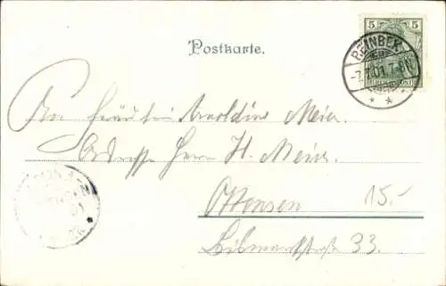 Litho Reinbek in Schleswig Holstein, Gesellschaftshaus Harmonie, Saal, Garten, Kutsche
