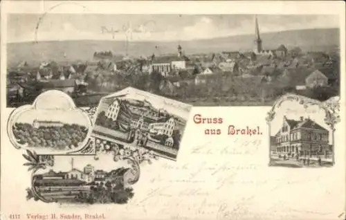 Ak Brakel in Westfalen, Gesamtansicht, Postgebäude, Teilansichten