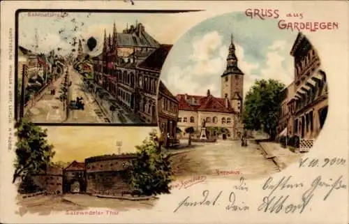 Künstler Litho Spindler, Erwin, Gardelegen in der Altmark, Bahnhofstraße, Salzwedeler Tor