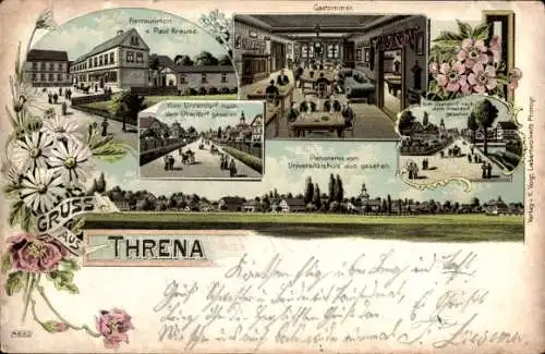 Litho Threna Belgershain, Panorama vom Universitätsholz aus, Restauration, Unterdorf, Oberdorf