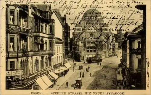 Judaika Ak Essen im Ruhrgebiet, Steeler Straße, neue Synagoge