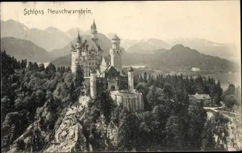 Ak Hohenschwangau Schwangau im Ostallgäu, Schloss Neuschwanstein