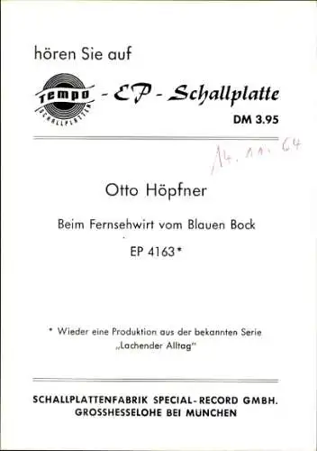 Ak Schauspieler Otto Höpfner, Portrait, Autogramm