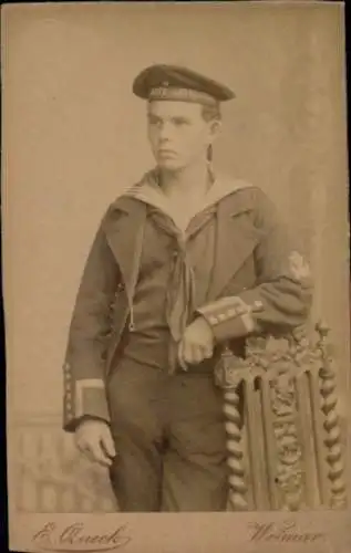 CdV Deutscher Marinesoldat in Uniform, Porträt, E. Queck