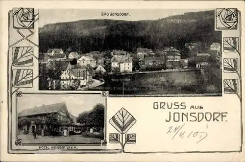 Ak Jonsdorf in der Oberlausitz Sachsen, Gesamtansicht, Hotel Weißer Stein