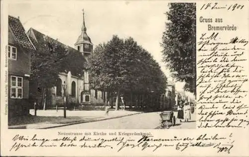 Ak Bremervörde in Niedersachsen, Neuestraße, Kirche, Kriegerdenkmal