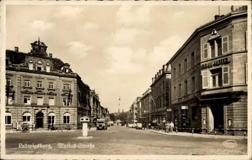 Ak Ludwigsburg in Württemberg, Myliusstraße, Postamt, Bahnhotel