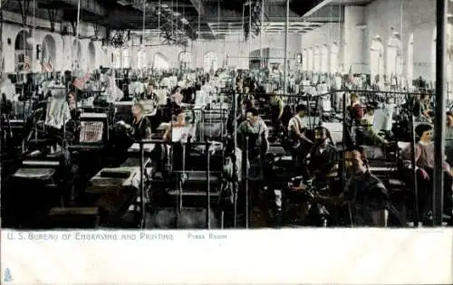 Ak US Bureau of Engraving and Printing, Presseraum