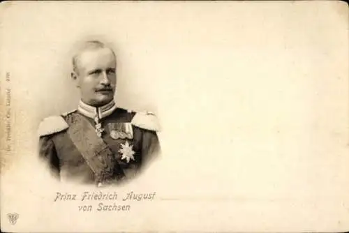 Ak Prinz Friedrich August von Sachsen, Porträt