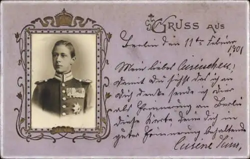 Passepartout Ak Kronprinz Wilhelm, Porträt in Uniform