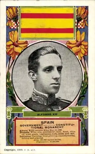 Passepartout Ak König Alfons XIII. von Spanien, Porträt