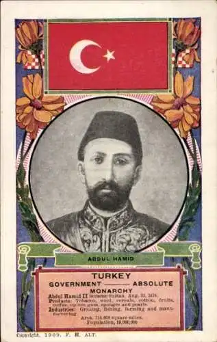 Passepartout Ak Sultan Abdülhamid II., Porträt