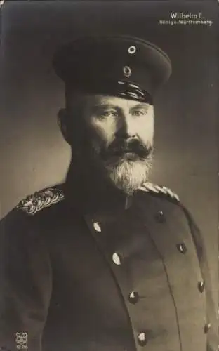 Ak Wilhelm II. König von Württemberg, Portrait in Uniform, Schirmmütze