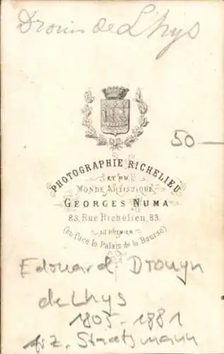 CdV Politiker Édouard Drouyn de Lhuys, Portrait