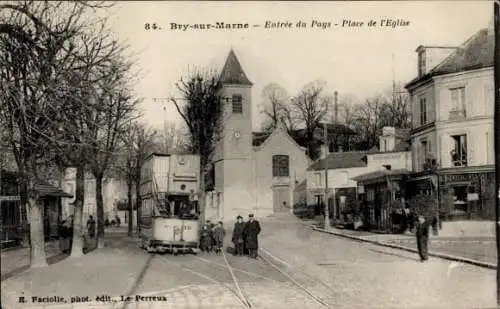 Ak Bry sur Marne Val de Marne, Eingang zum Land, Place de l'Eglise