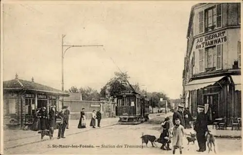 Ak Saint Maur des Fossés Val de Marne, Straßenbahnhaltestelle