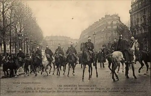 AK Paris, 1. Mai 1906, Place de la République, Drachen, Demonstranten