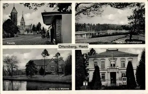 Ak Ottersberg in Niedersachsen, Wümme, Kapelle, Grundbergsee, Gasthof