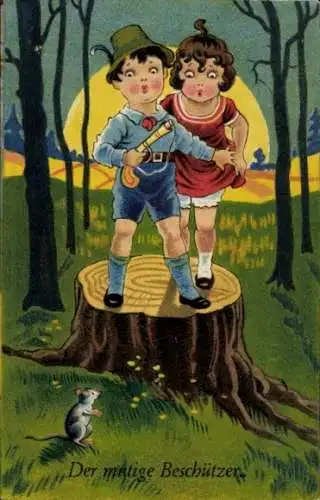 Ak Mutiger Beschützer, Kinder fürchten sich vor Maus