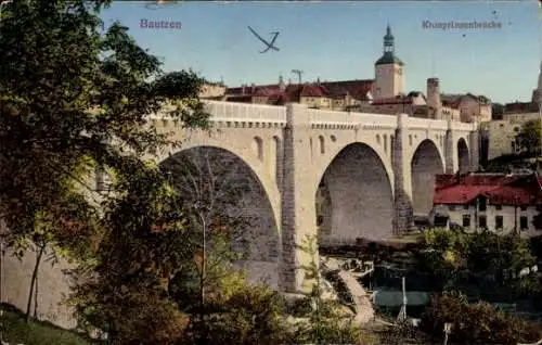Ak Bautzen in der Oberlausitz, Kronprinzenbrücke
