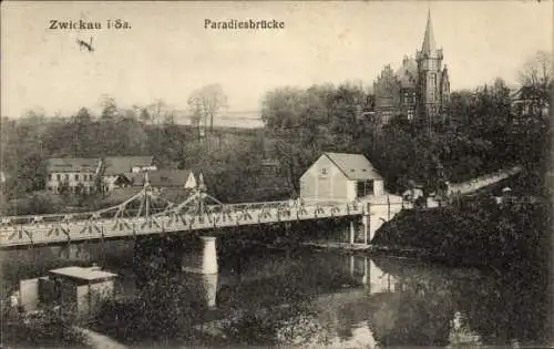 Ak Zwickau in Sachsen, Paradiesbrücke