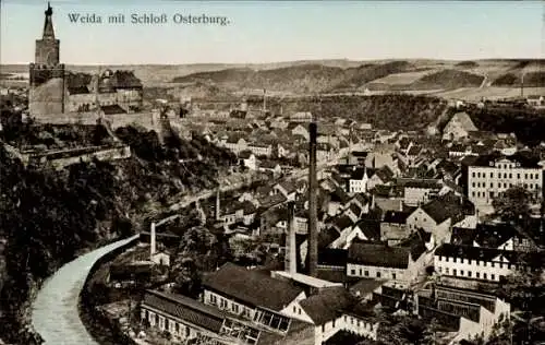 Ak Weida in Thüringen, Stadtansicht, Schloss Osterburg