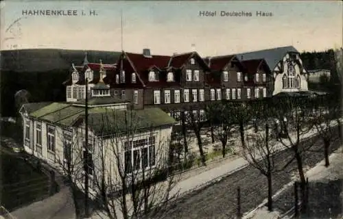 Ak Hahnenklee Bockswiese Goslar im Harz, Hotel Deutsches Haus