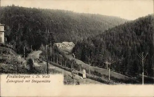 Ak Finsterbergen Friedrichroda im Thüringer Wald, Leinagrund mit Steigermühle